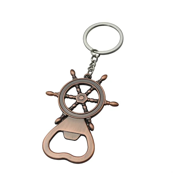 Nautical Ship Wheel Bottle Opener Keychain