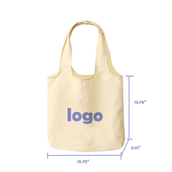 Foldable White Canvas Minimalist Carry Tote