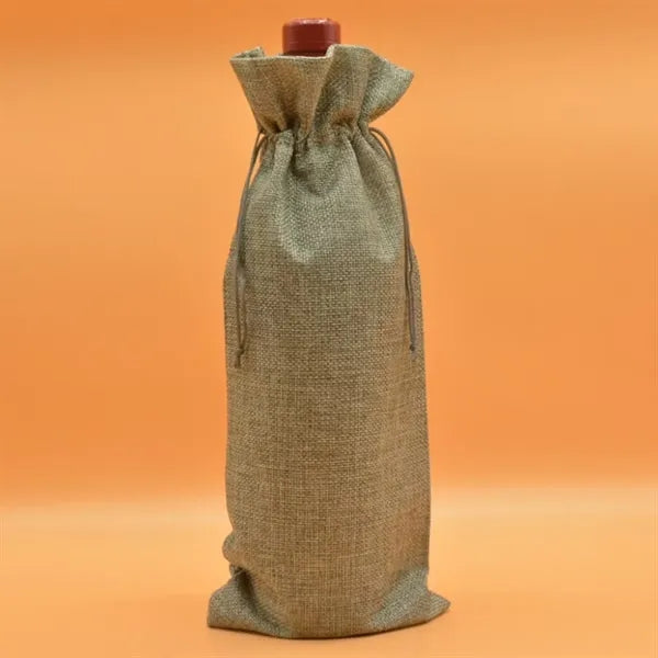 Burlap Wine Bottle Bag with Drawstring for Christmas Party