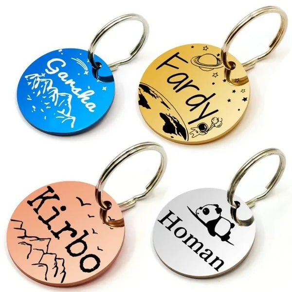 Stainless Steel Round Metal Tag Key Chains