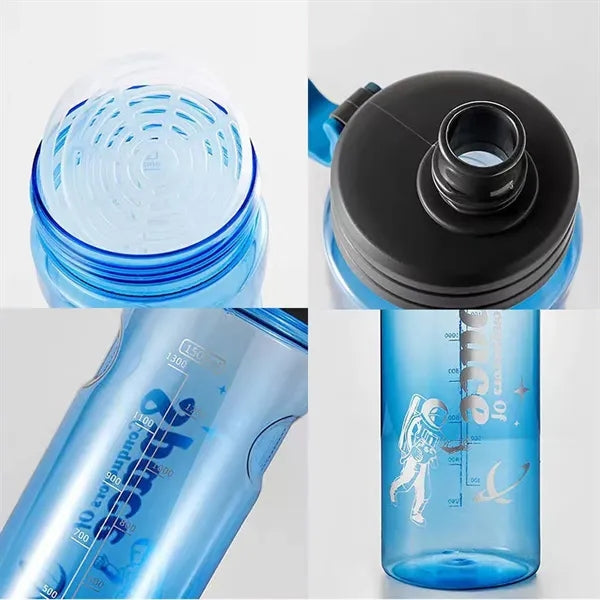 33.8 oz Large Capacity Blue Sports Plastic Water Bottle