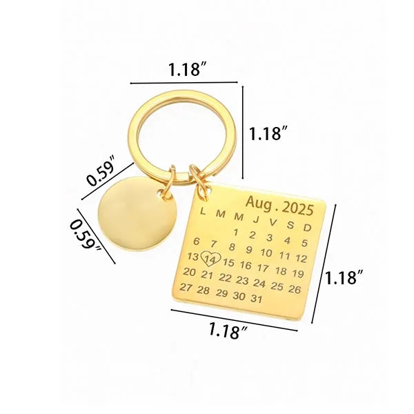 Stainless Steel Anniversary Date Keychain