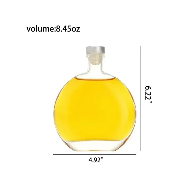 Round Clear Glass Portable Liquor Bottle