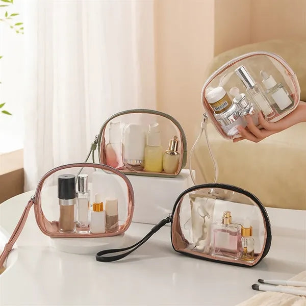 Durable Waterproof Compact Half-Round Transparent Makeup Bag
