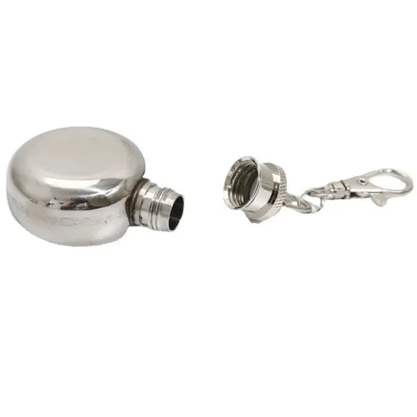Mini Round 1oz Stainless Steel Flask Keychain