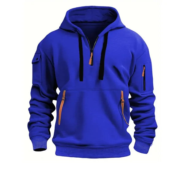 Vintage Quarter Zipper Pullover Sweatshirts Hoodies for Men