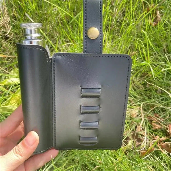 PU Leather 1oz Flask Case with Golf Tee Slots