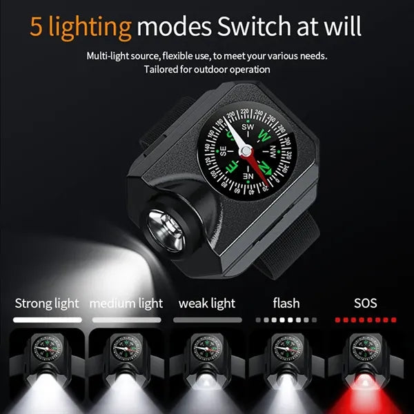 USB Charging Wrist Light With Compass