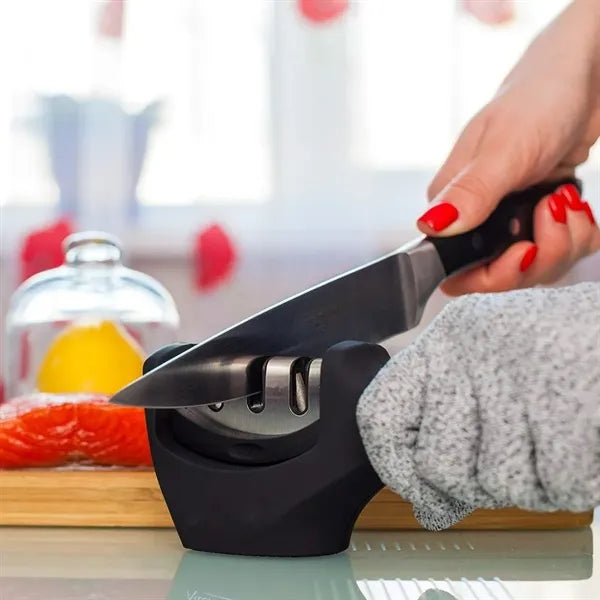 Two-Stage Manual Knife Sharpener with Ergonomic Grip