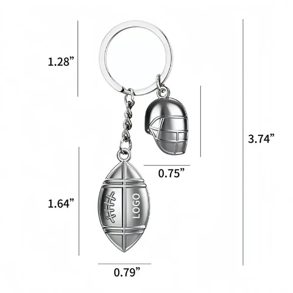 Three-dimensional Rugby Keychain