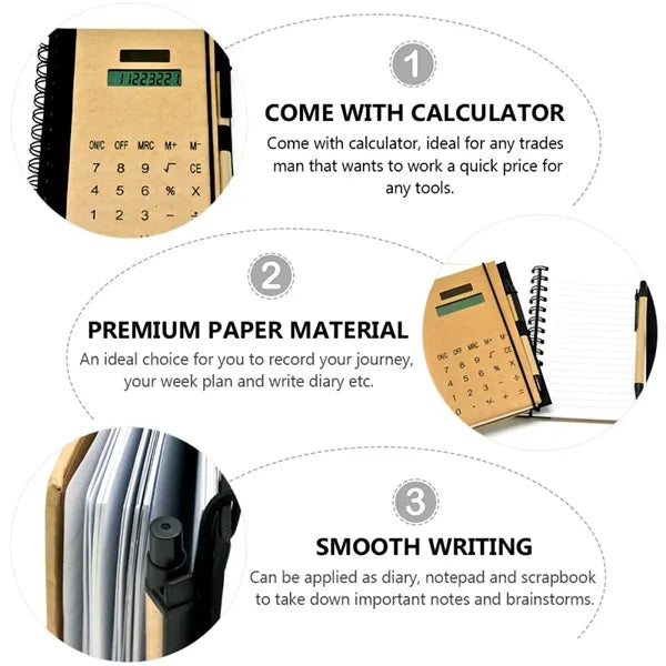 Solar Calculator NoteBook with Pen