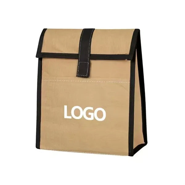 Brown Kraft Woven Paper Lunch Cooler Bag