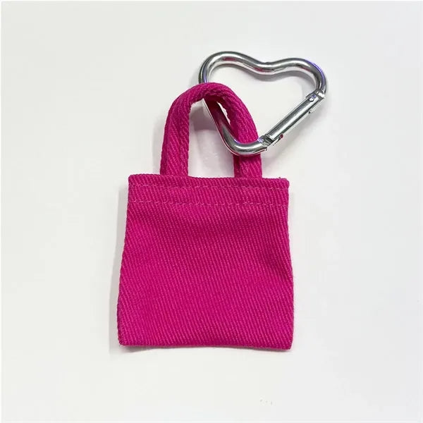 Mini Canvas Bag Charm Pouch Keychain Cute Accessory