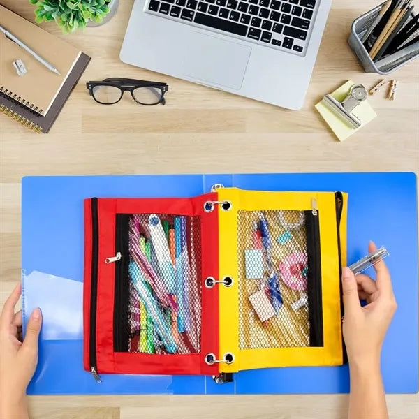 3 Ring Pencil Pouch with Clear Window