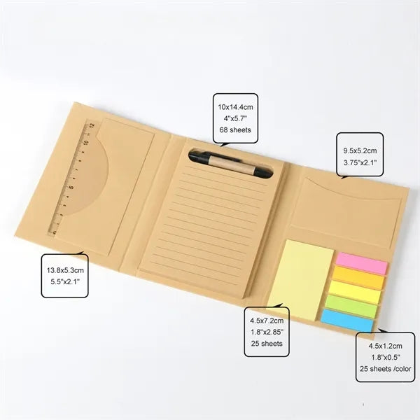 Eco-Friendly Notebook w/Sticky Note Ruler & Pen