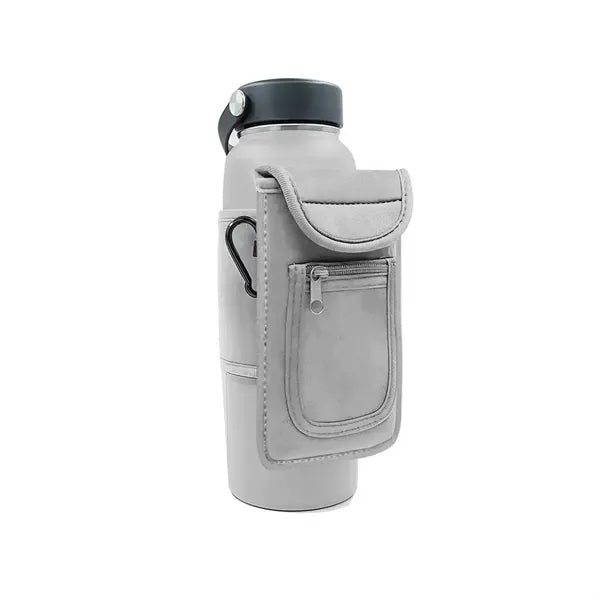 Magnetic Bottle Holder Pouch with Zipper Pocket and Hook Cli