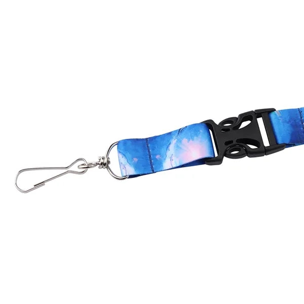 3/4" Full Color Custom Detachable Lanyard W/ Metal J Hook