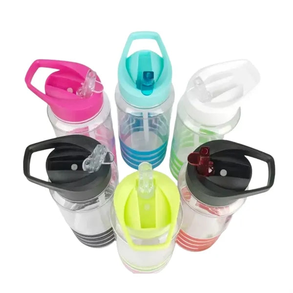 Clear Water Bottle With Straw