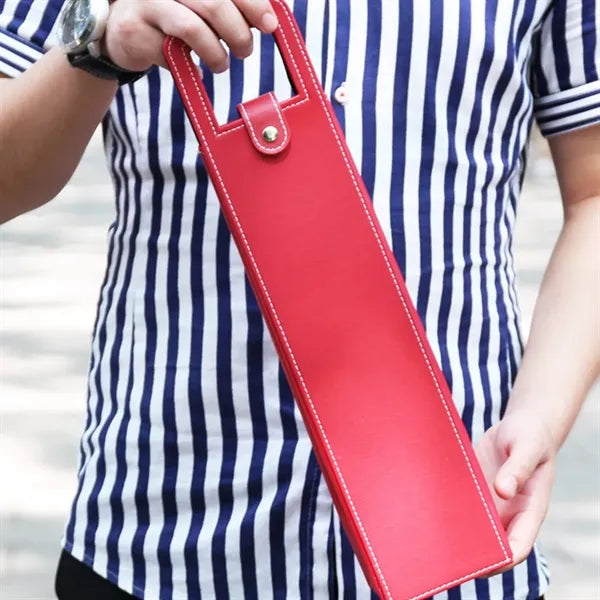PU Leather Single Bottle Wine Tote With Handle Slot