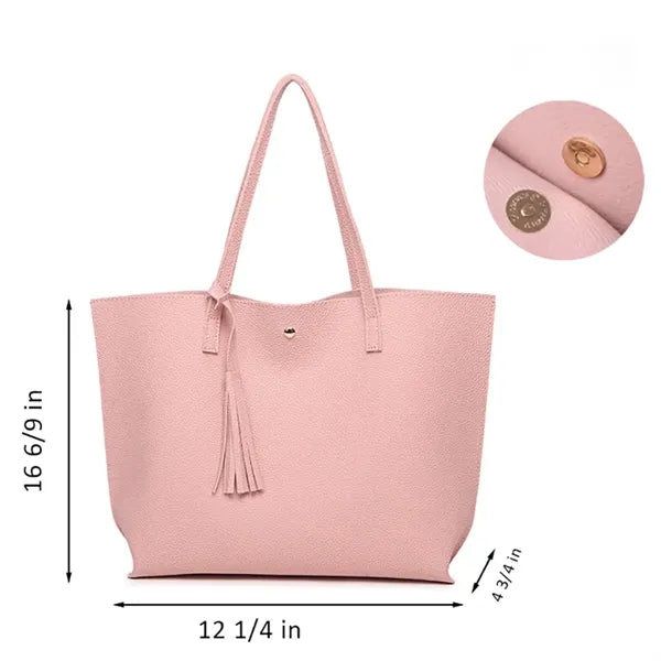 PU Leather Tote Shoulder Bag