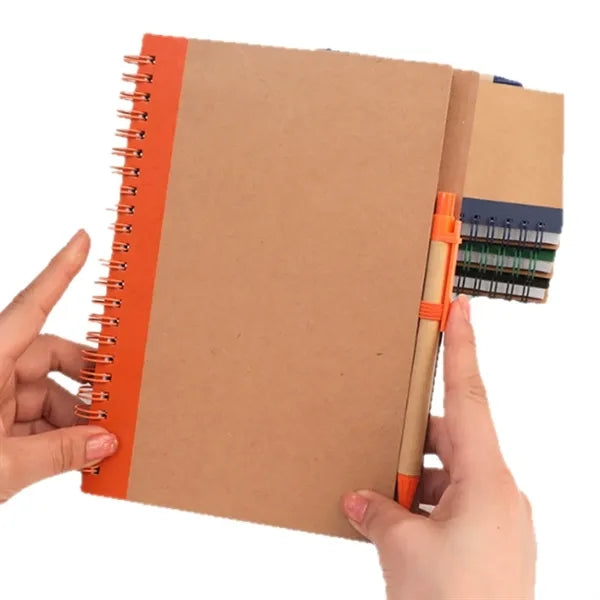 Lined Spiral Notebook With Ballpoint Pen