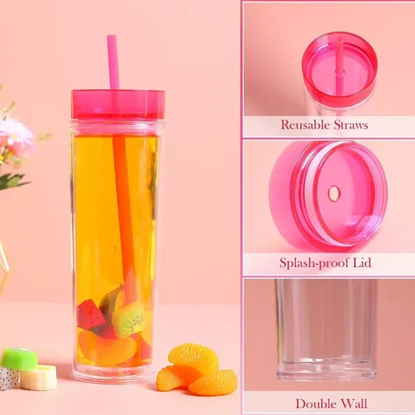 Skinny Double-Wall Tumbler with Straw