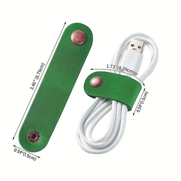 PU Leather Cable Organizer Strap with Snap