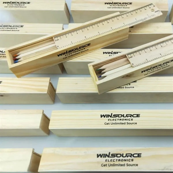 12-Piece Colored Pencil Wooden Set With Ruler & Pencil Sharp