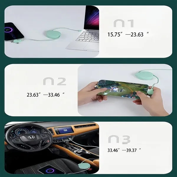 3 In 1 Fast Charging Cable Retractable USB Multi Device