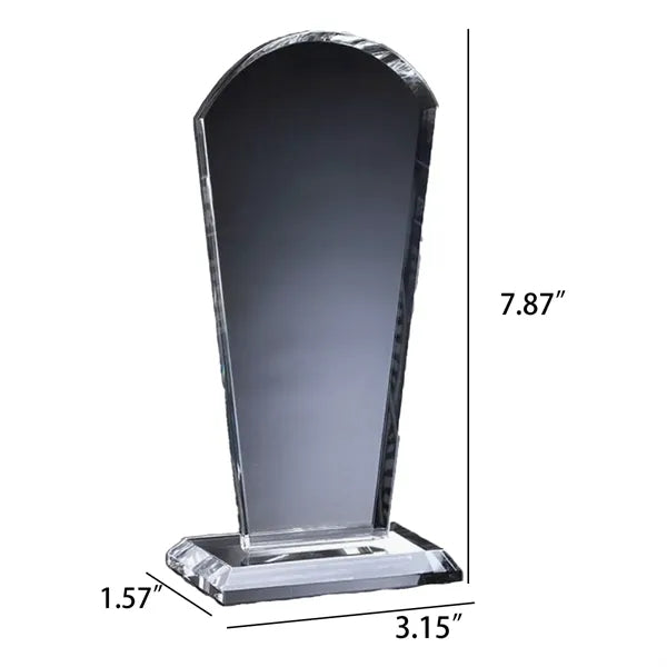 Elegant Clear Glass Sandblasted Engraved Award Trophy