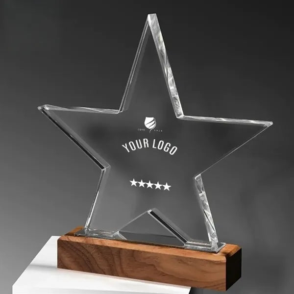 K9 Glass Five-Point Star Trophy with Base