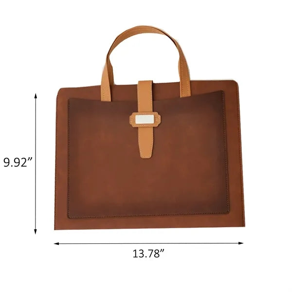 Premium Double-Layer Leather Briefcase with Buckle Closure