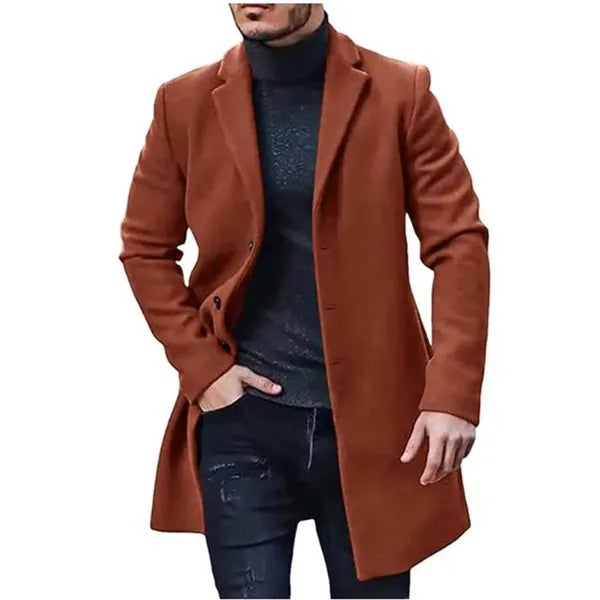 Men's Wool Blend Long Trench Coat