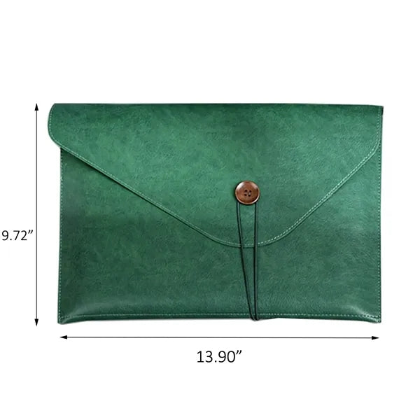 Button-Fastened Leather Document Holder