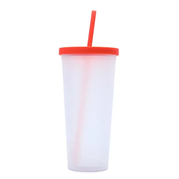 24oz Frosted Insulated Straw Tumbler with Leak - Proof Lid