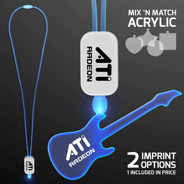 LED Neon Lanyards with Acrylic Guitar Pendant