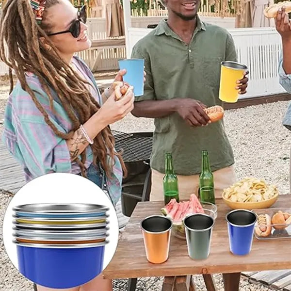 12oz Stackable Stainless Steel Drinking Cups, Unbreakable