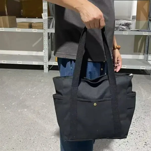 Foldable Tote Bag with Front Pocket and Carry Handles