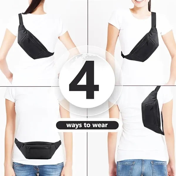Water Resistant Waist Pack with Multiple Zippered Pockets