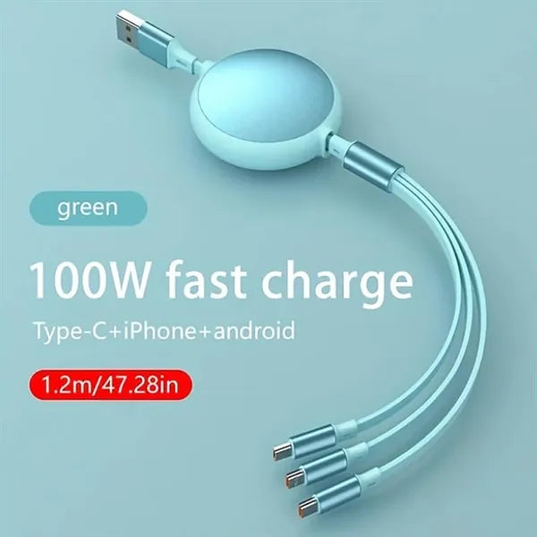 Multi 3-in-1 Retractable 100W Fast Charging Cable