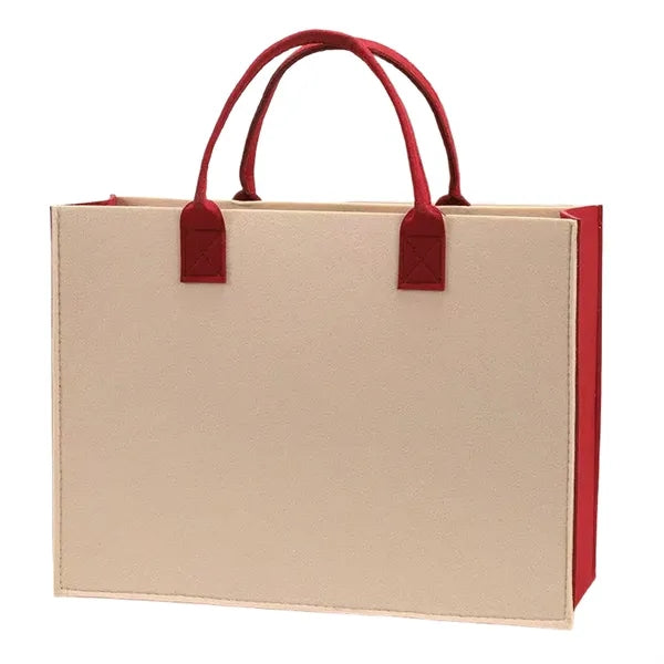 Color-blocked Felt Tote Bag