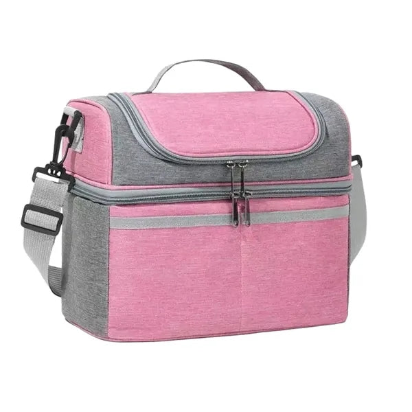 Double layer insulated crossbody lunch bag