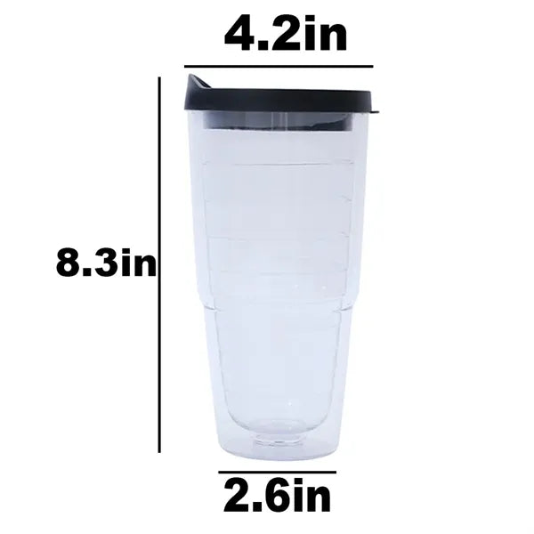 24 oz Clear & Colorful Lidded Double Walled