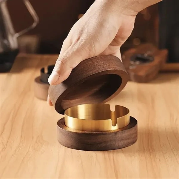 Solid Wood Windproof Ashtray
