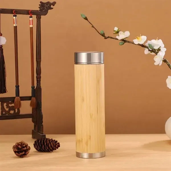 16oz Stainless Steel Bamboo Medium Thermos Cup