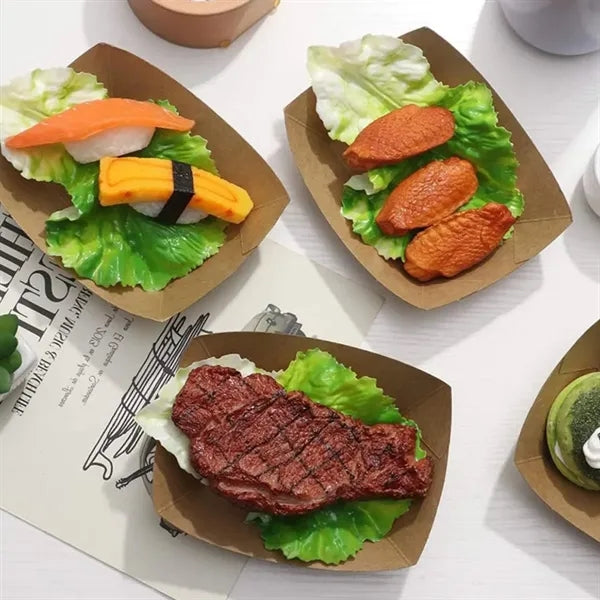 Disposable Kraft Paper Food Boat Serving Tray Snack Boxes