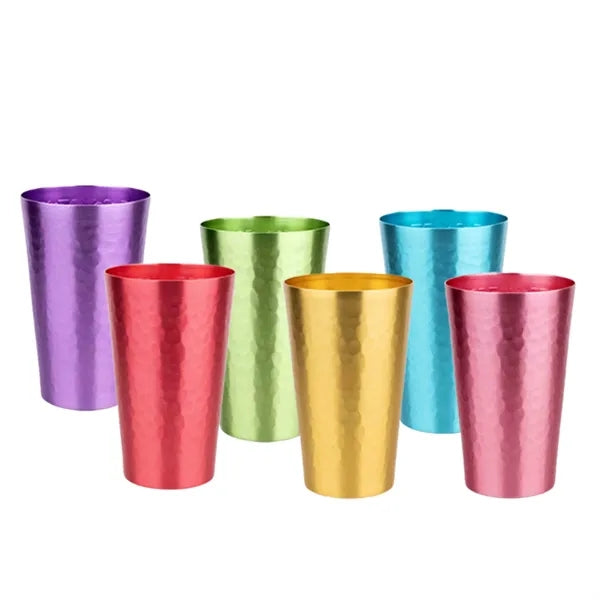 15oz Aluminum Metal Anodized Hammered Drinking Cup