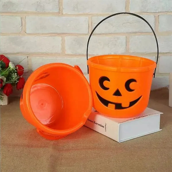Halloween Plastic Pumpkin Bucket-Decorative Candy Holder