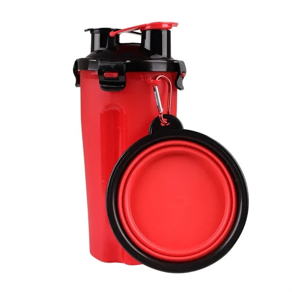 Portable Outdoor Pet Feed Water Cup with Foldable Food Bowl