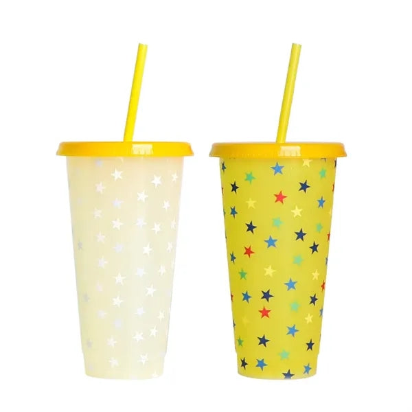 Color Changing Cups With Lid and Straw